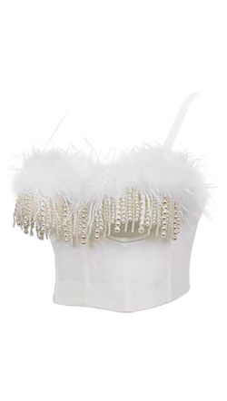 White Feather Pearl Top