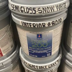 5 gallon semi gloss snow white paint 