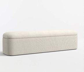Cream Crate and Barrel Storage Bench
