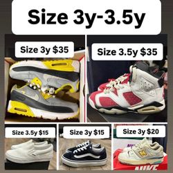 Jordan’s Nikes Vans Size 3y & 3.5y Cheap $110