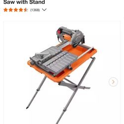 RIDGID 9-Amp 7 in. Blade Corded Wet Tile Saw with Standing 
