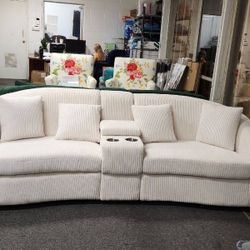 Modern curved Sofa Corduroy - Green And Biege Options. 