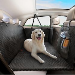 Dog Car Seat Cover for Back Seat, Hard Bottom Back Seat Extender for Dogs, Holds 400lbs, 600D Heavy Duty Scratch-Proof Waterproof Dog Hammock for Car,
