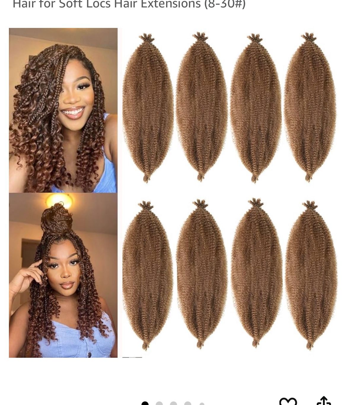8 Pack Afro Twist Spring Pre Fluffed, Pre Stretched Wrapping Hair-Soft Locs 28”