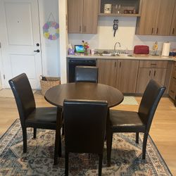 36” Round Drop Leaf Table Plus 4 Chairs