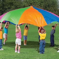 Brand new sealed packaging Lakeshore 12’ Rainbow School Parachute. Comes with carrying bag. Model LC4206