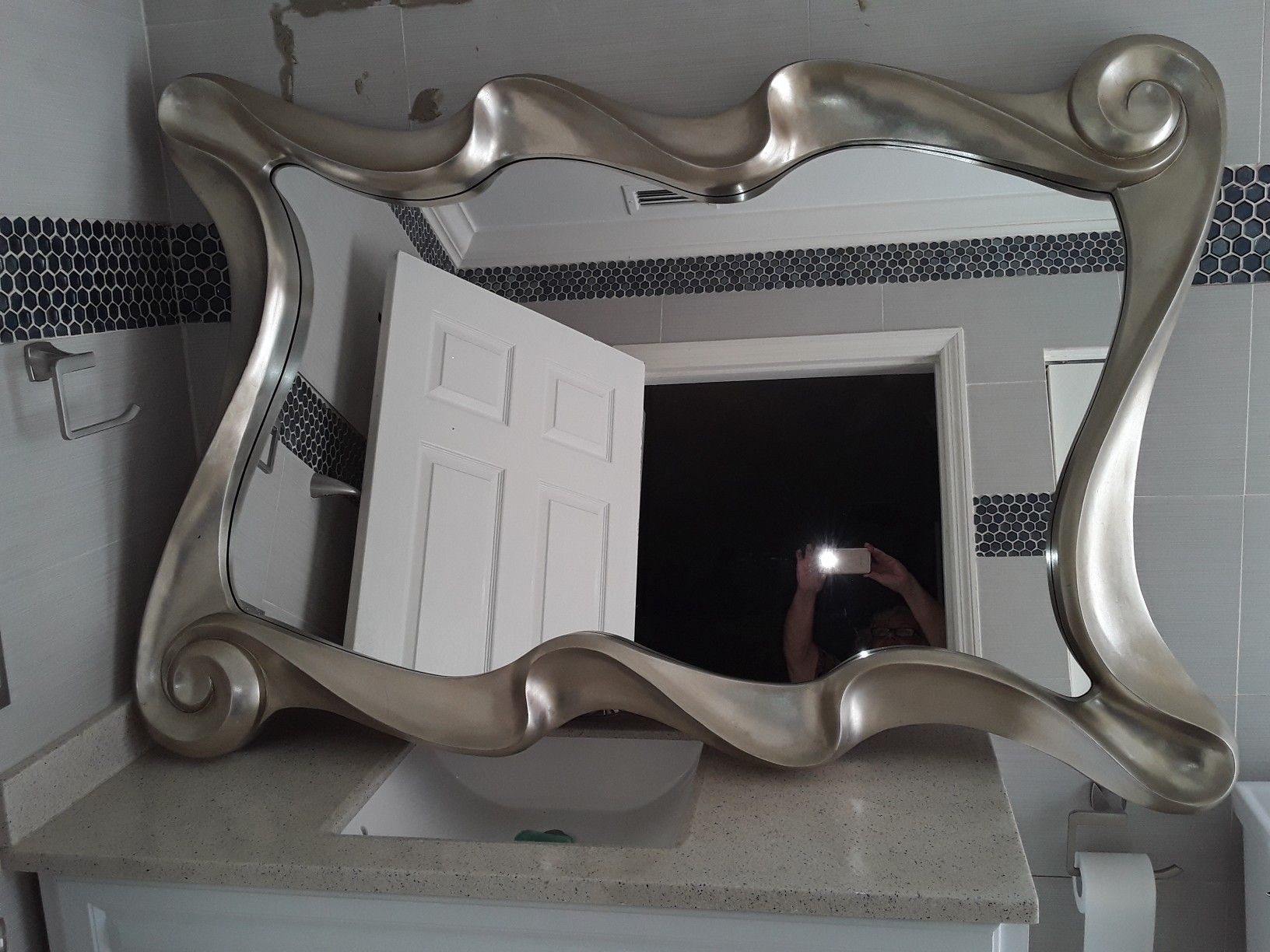 Large, 60" X 38 Wave wall mirror