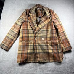 Free People We The Free Women’s L Plaid Beckett Boyfriend Crosby Blazer Wool