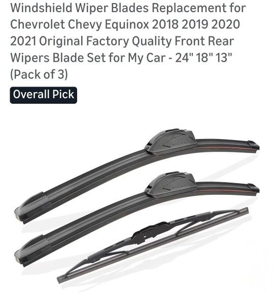 Windshield Wiper Blades for Chevy Equinox 2018-2021 24" 18" 13"
Brand new
$20 price firm