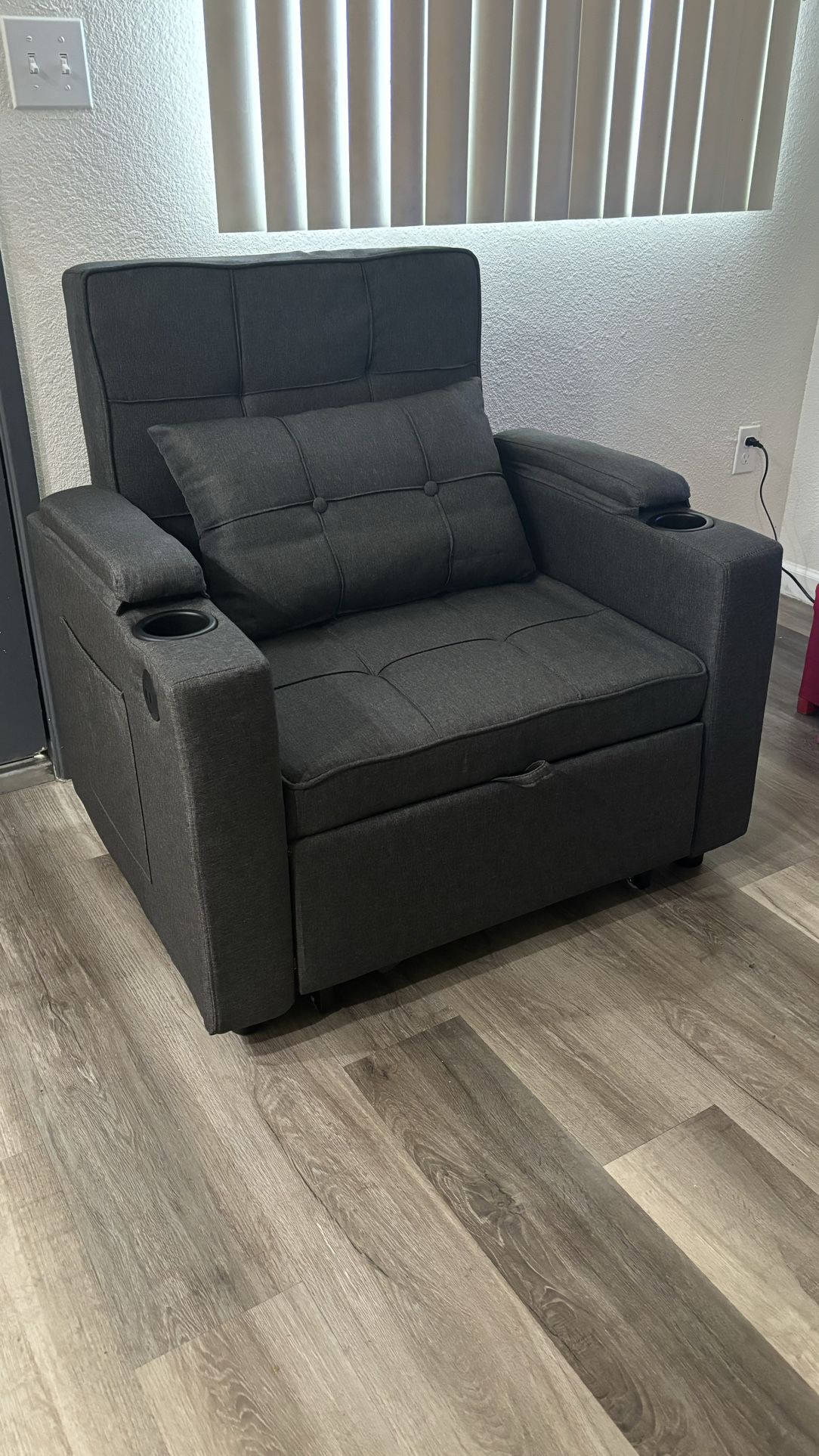 Recliner Chair With  Bed, Usb Plug And Storage