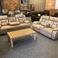 NEW🪂$10 Down Payment Finance 🪂Amite Beige 2 Piece Reclining Living Room Set