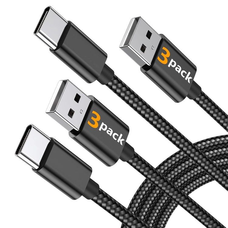 USB C Cable, MARGE PLUS Type C Charging Cable 3 Pack (6Ft) Braided Fast Charging Cord