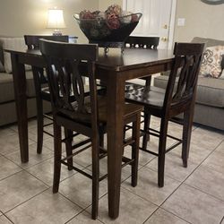 Counter Height Dinette Table With Chairs Solid Wood 