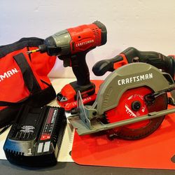 CRAFTSMAN 7 1/2 In. Circular Saw, Impact Driver, Battery, Charger & Bag