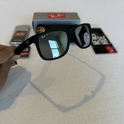 New RayBan Justins Silver Polarized Sunglasses