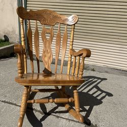 Large Heavy Oak Rocking Chair 