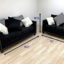 New Black Sofa And Loveseat 
