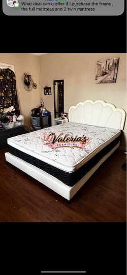 New Queen bed frame with mattress