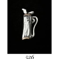 2.4" x 1.3" Handcrafted Large Sterling Silver w Solid Brass Overlay Golf Bag Pin Brooch, signed