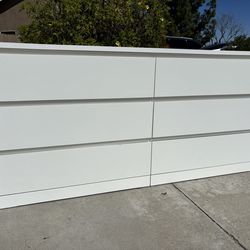 White Malms 6 Drawer Modern Dresser Chest of Drawers Furniture Great Condition