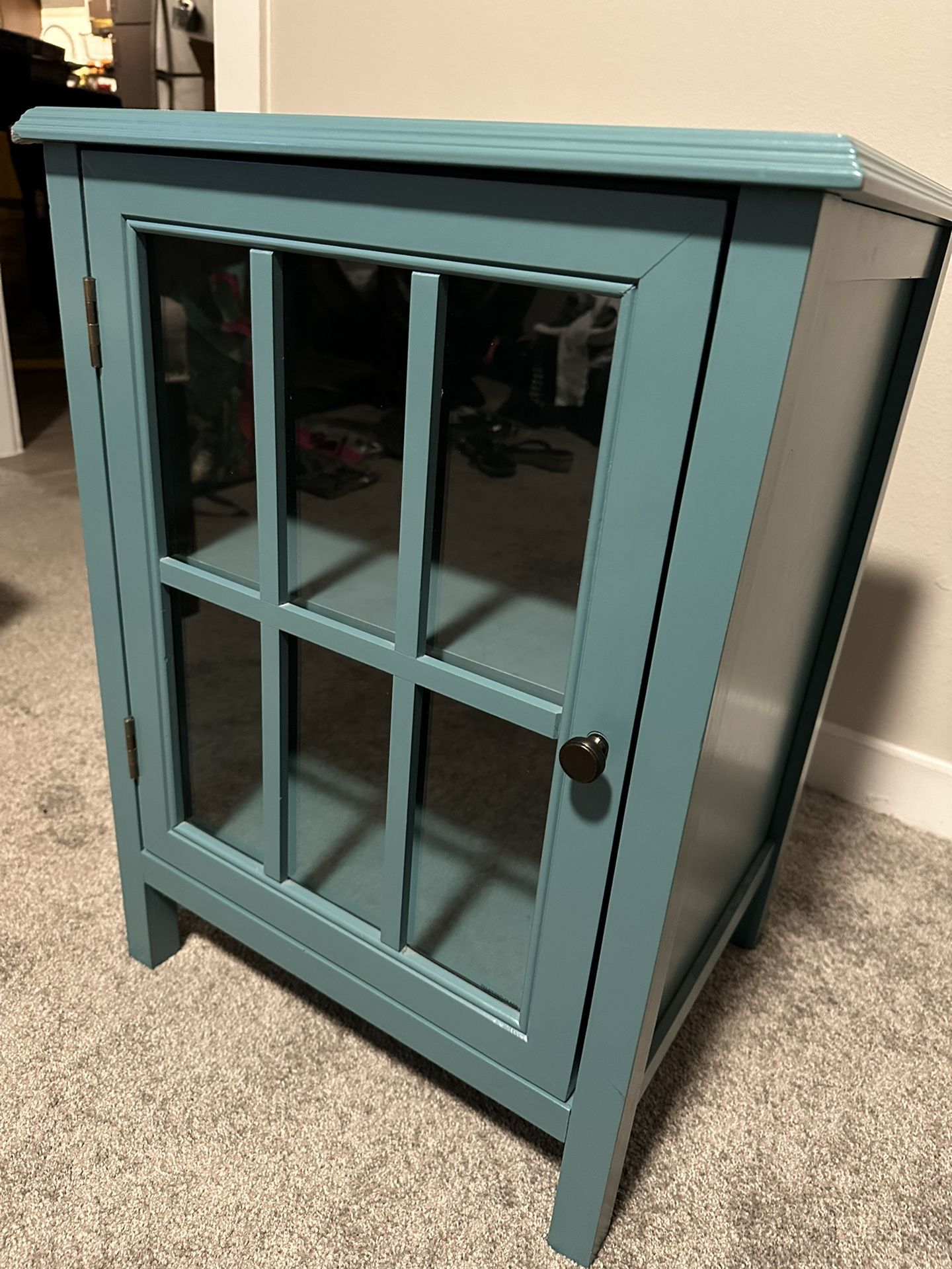 Small Curio Cabinet with Glass Doors and Adjustable Shelf
