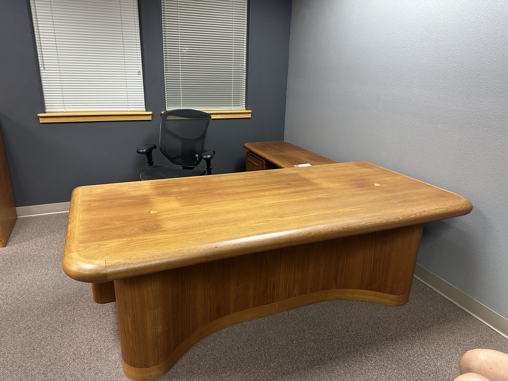 Vintage Teak Danish Desk And Return. L Shaped Wood Desk. 