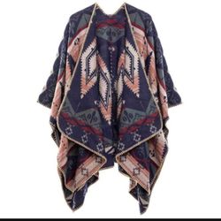 Aztec Print Poncho