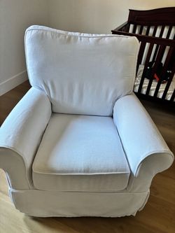 White Upholstered Glider Armchair