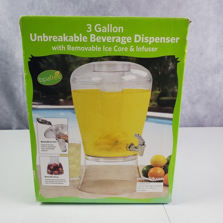 Durable Iced Tea & Lemonade Drink Dispenser & Fruit Infuser & Ice Column (3gal)