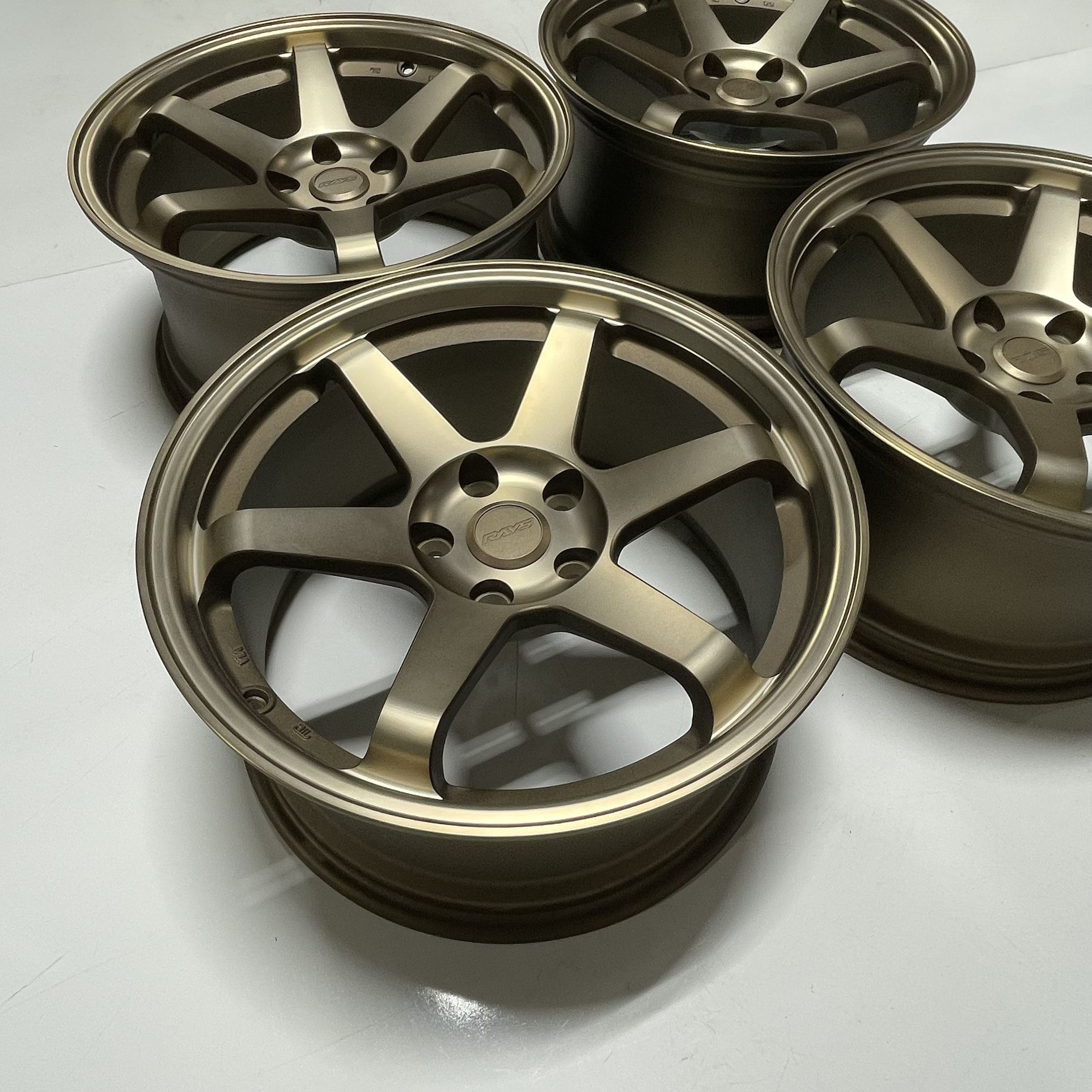 NEW 18” Concave Bronze TE37 Replica Wheels Squared Set 18x9 +30 (5x114.3)   Fits Most Toyota Scion Lexus Subaru Infiniti Tesla Mustang G35 Q50 Q60 G37