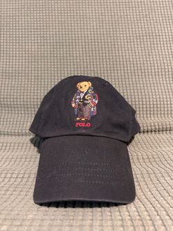 Polo Ralph Lauren Polo Bear Black Embroidered w/ Leather Strap Baseball Cap Hat