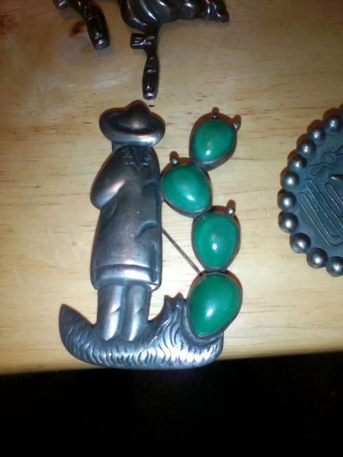 Mexican sterling Silver 925 Brooches 10 Pieces