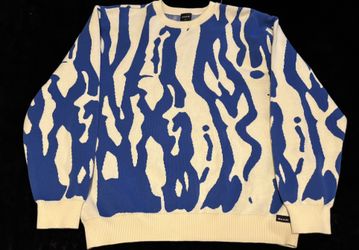Mens Large Quasi Skateboard Psychedelic Abstract Coogi Style Knit Rare Sweater