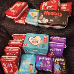 Diapers - Huggies, Pampers, Pull-ups Sizes 1, 2, 3, 2t-3t, 3t-4t