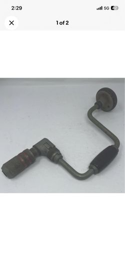 Vintage Ratcheting Hand Brace Drill Wood Handles Antique Carpenter Bit Brace