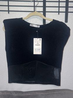Zara padded shoulder top