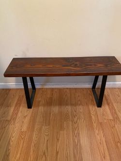 Wood Bench With Metal Legs/ Read Description