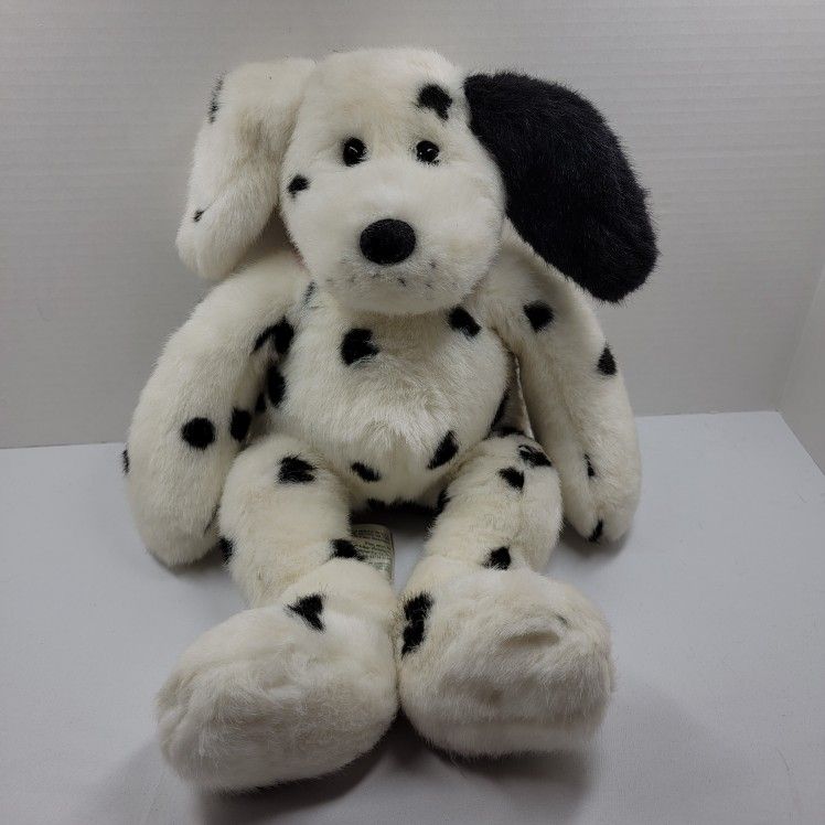 Build A Bear Dalmatian Plush Dog 16" VTG 1997 White Black Spots Collar Ribbons