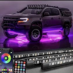 Car Colorful LED Chassis Light Strip Kit, 4in 1 Kit, 16 Million Colors, Dancing with Music, APP Control And Remote Control, Hard Wiring, Universal 12V