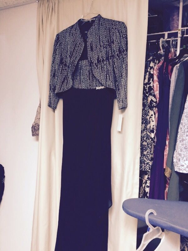 Brand new evening dress with jacket black and silver size 10