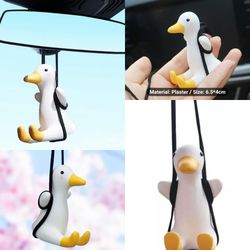 Cute Animal Car Vehicle Hanging Accessories Swinging Duck Car Hanging Ornament for Rear View Mirror Accessories and Decorate