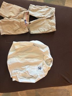 Primrose dress shirt with logo, shorts, lunch bag