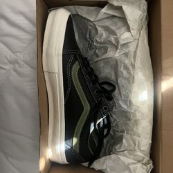 Black And Green Leather Vans 