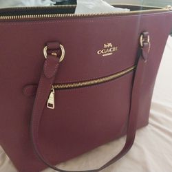 Cherry Red Coach Gallery Tote. 