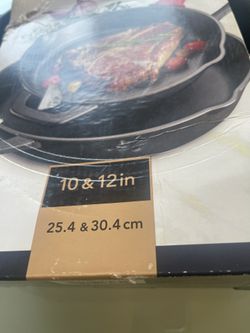 2 Pack Cast Iron Pan 25.4 & 30.4 cm