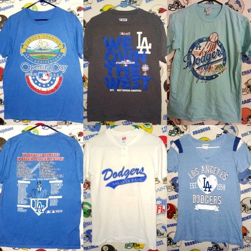 1990s - 2013 Los Angeles LA Dodgers MLB Baseball World Series Graphic Tee Shirts