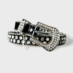Twig and Arrow Women’s Western Style Rhinestone Black Belt Sz L/XL