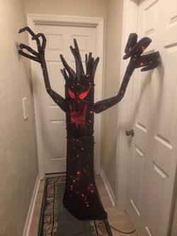 Halloween 6ft LED Tinsel Animated Ghost Tree