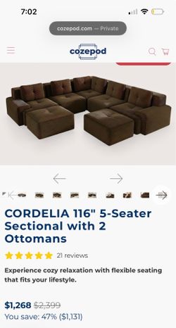 CORDELIA 116" 5-Seater Sectional with 2 Ottomans