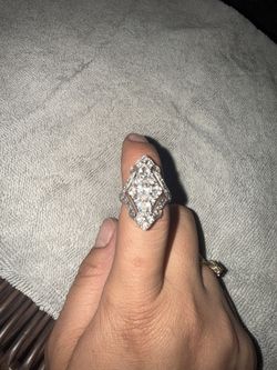 Sterling Silver 925 Statement Ring – Vintage Style – Diamond Look
